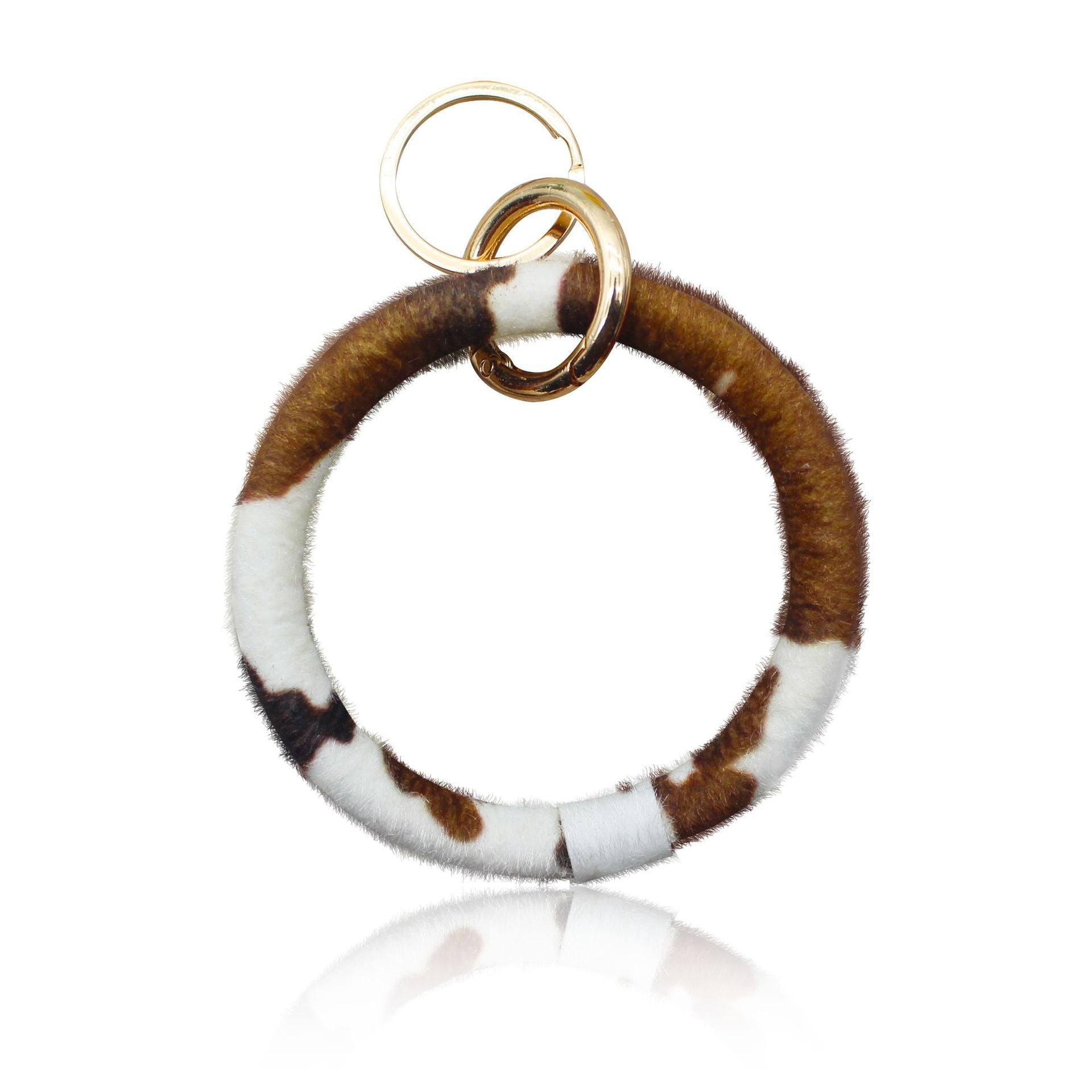 Wholesale Plush Cow Patterned Leather Wrist Keychain